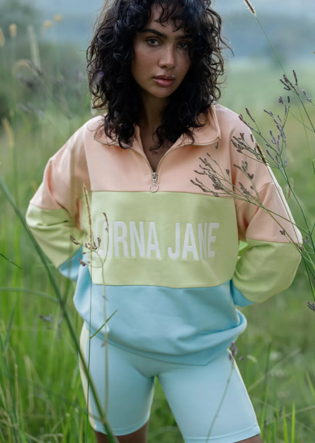 Women Lorna Jane Outerwear>Lj Splice Quarter Zip Sweat